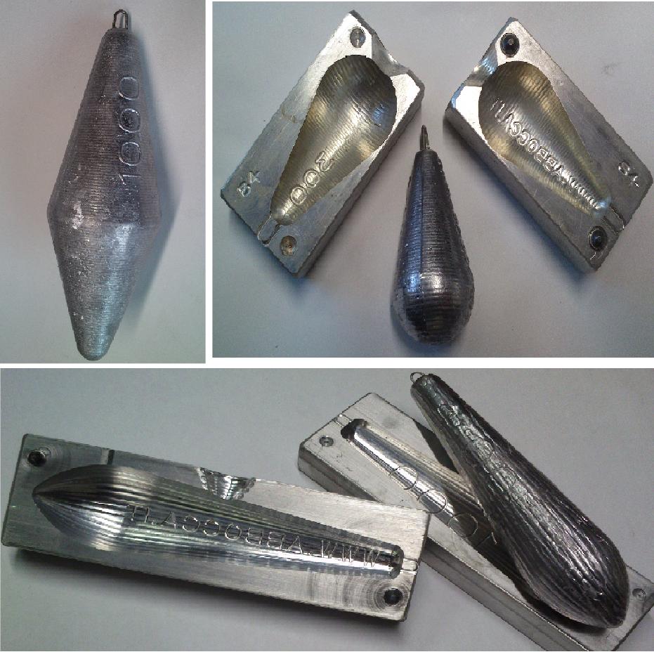 Moldes para plomos de pesca