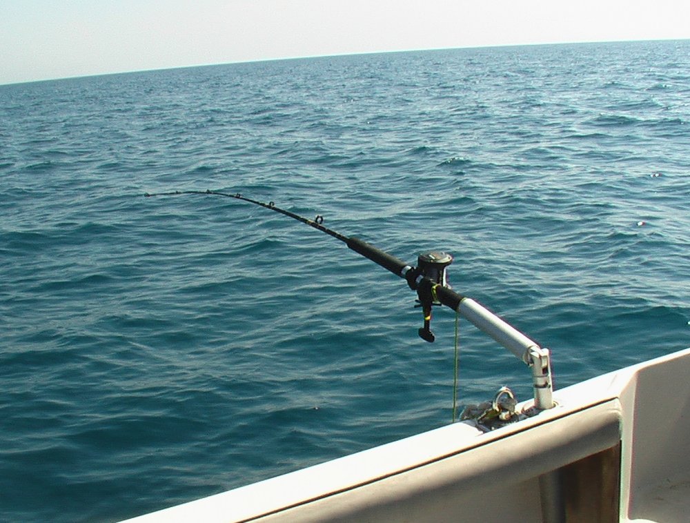 Barco titular de la caña de pescar de